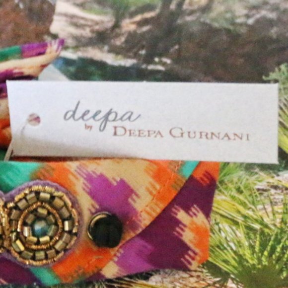 Jeweled Deepa Pony Tail Wrap Fabric Bracelet NWT main image 2